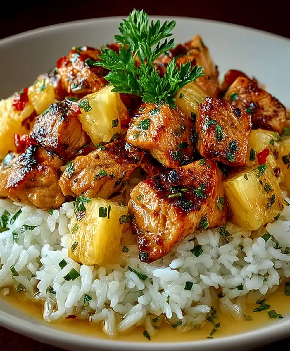 Ananas Hähnchen Reis süß sauer