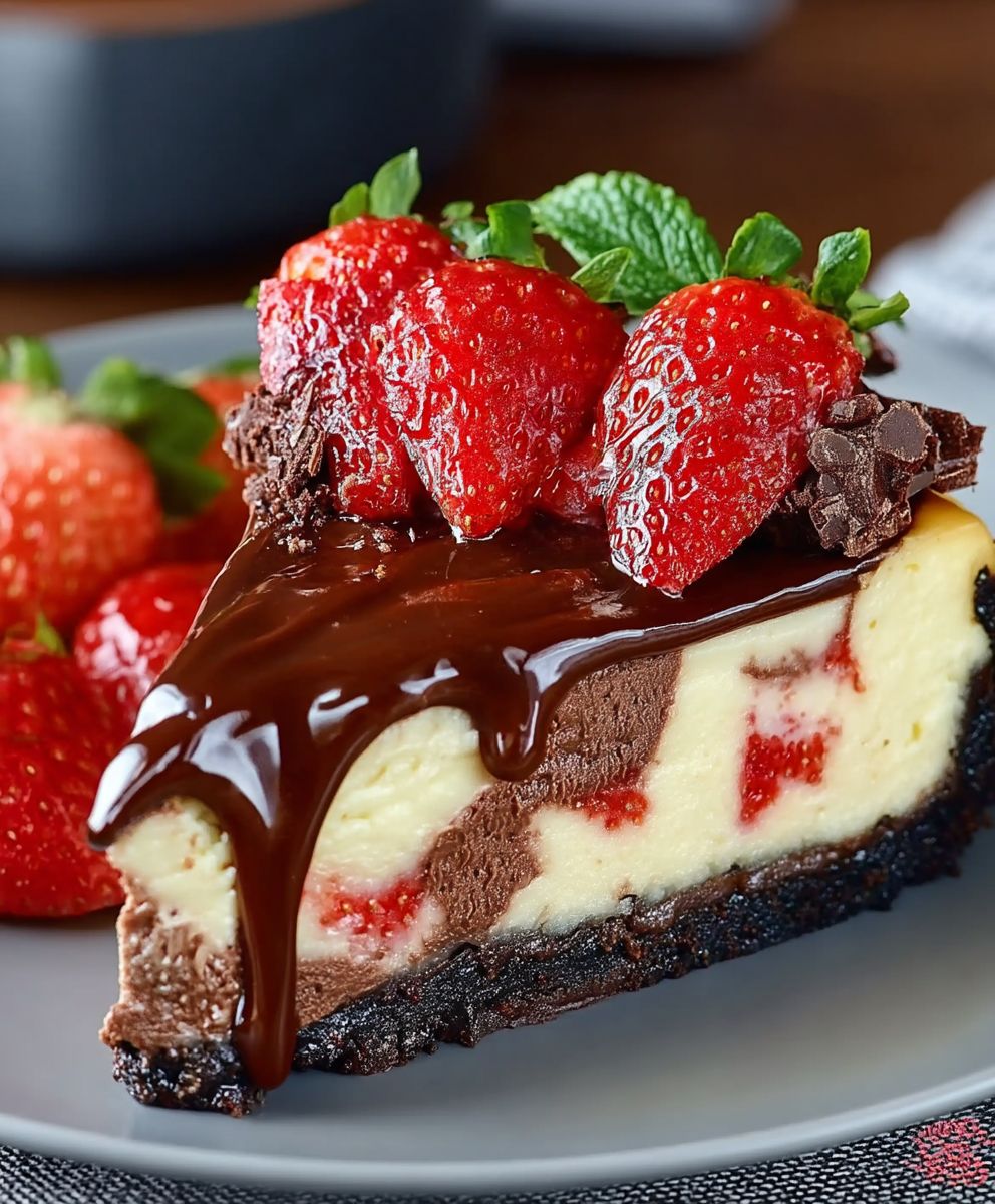 Strawberry chocolate cheesecake swirl