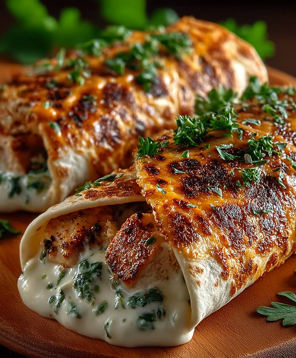 Cheese Garlic Chicken Wraps