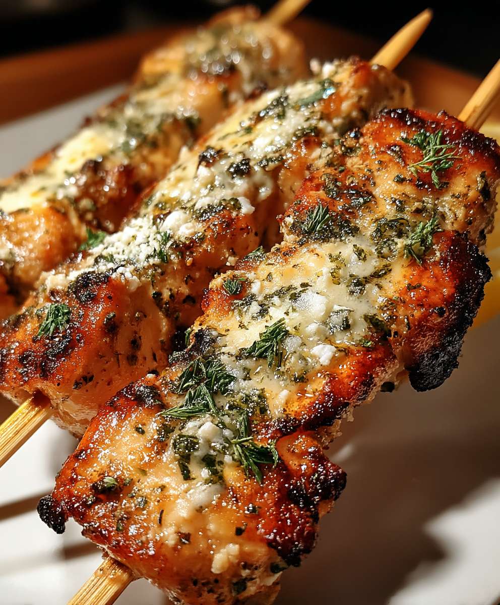 Knoblauch Parmesan Hähnchenspieße