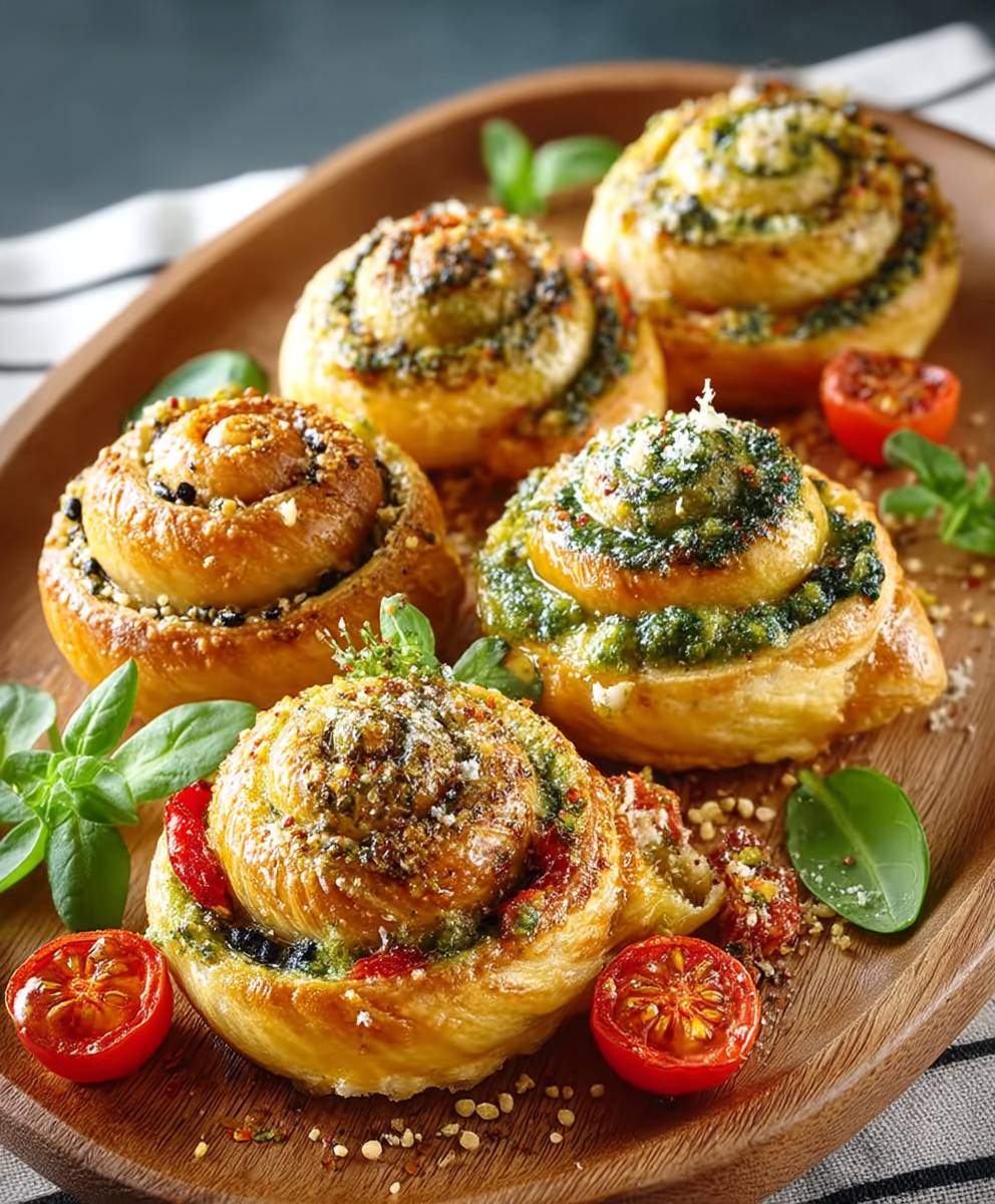 Pestoschnecken ohne Fertigteig