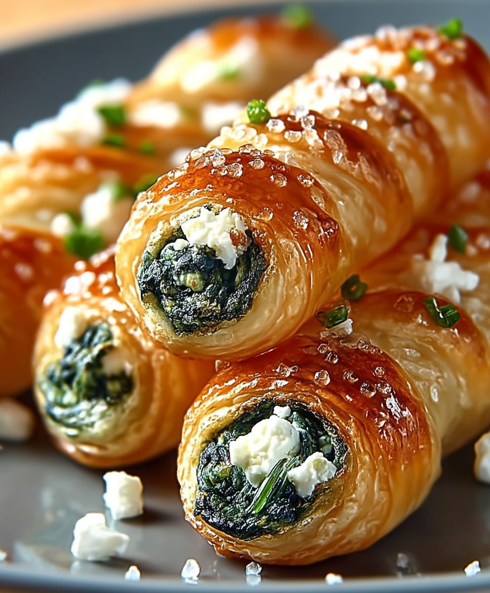 Spinat Feta Blätterteig Stangen