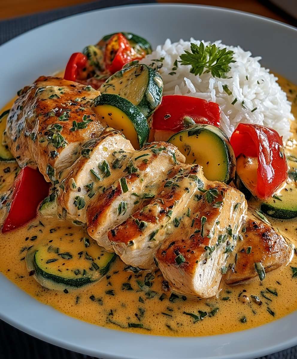 Paprika Zucchini Hähnchen Sahne