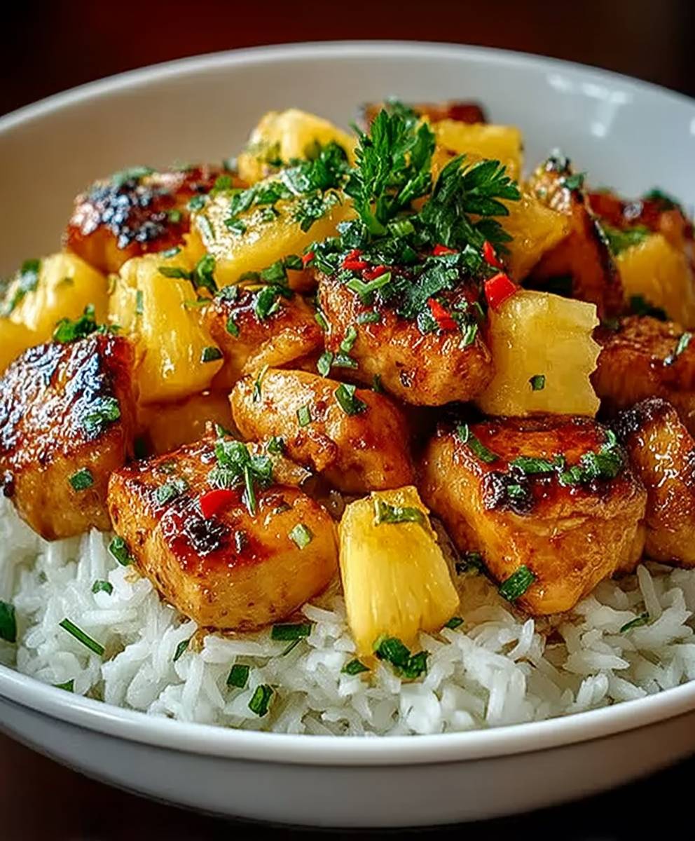 Ananas Hähnchen Reis süß sauer