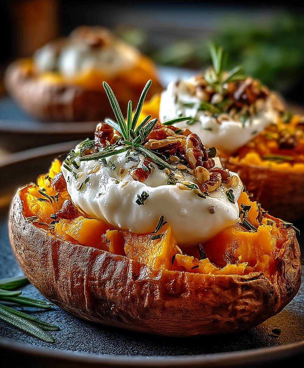 Gefüllte Süßkartoffel Burrata