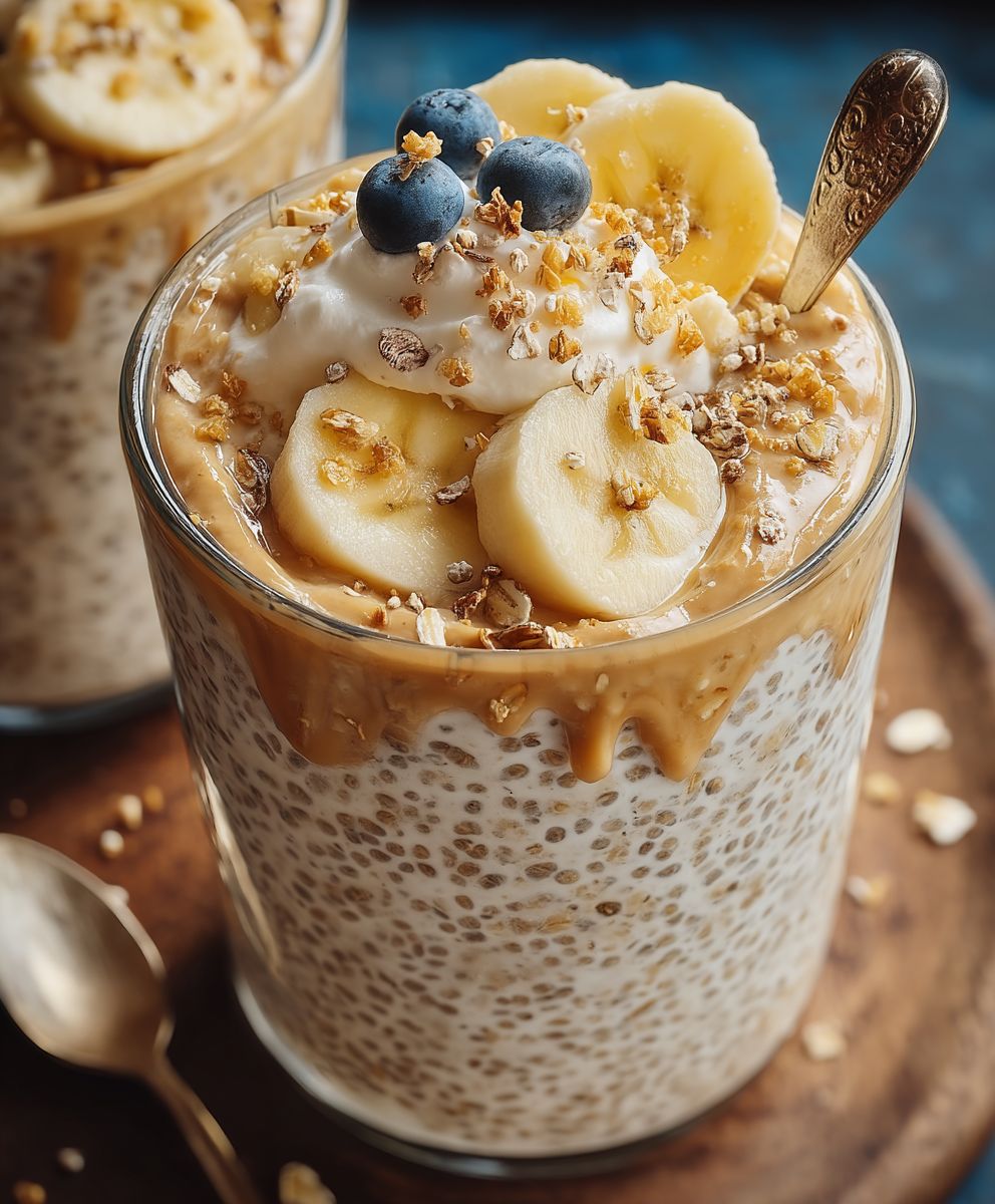 Bananen Erdnussbutter Overnight Oats