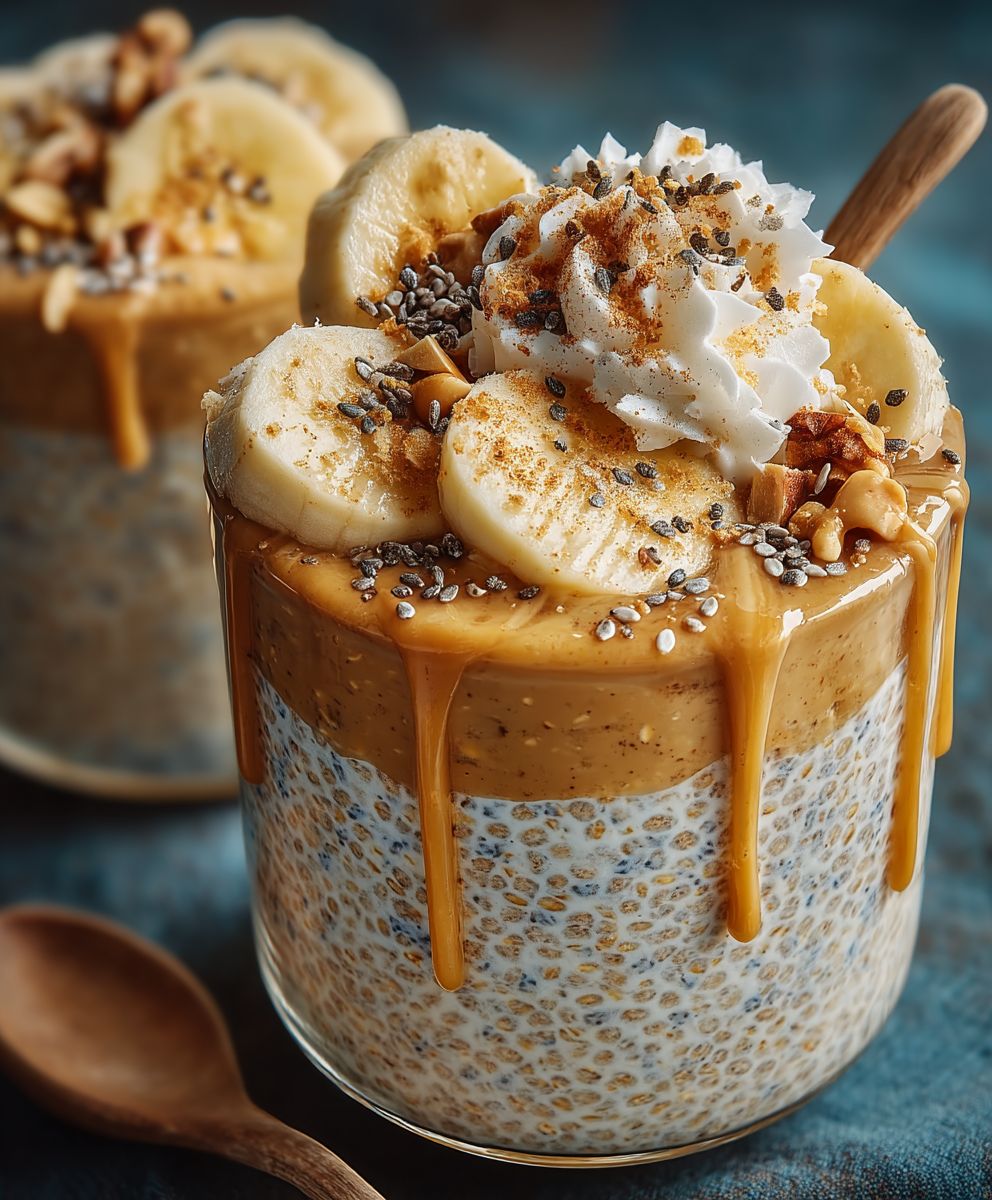 Bananen Erdnussbutter Overnight Oats