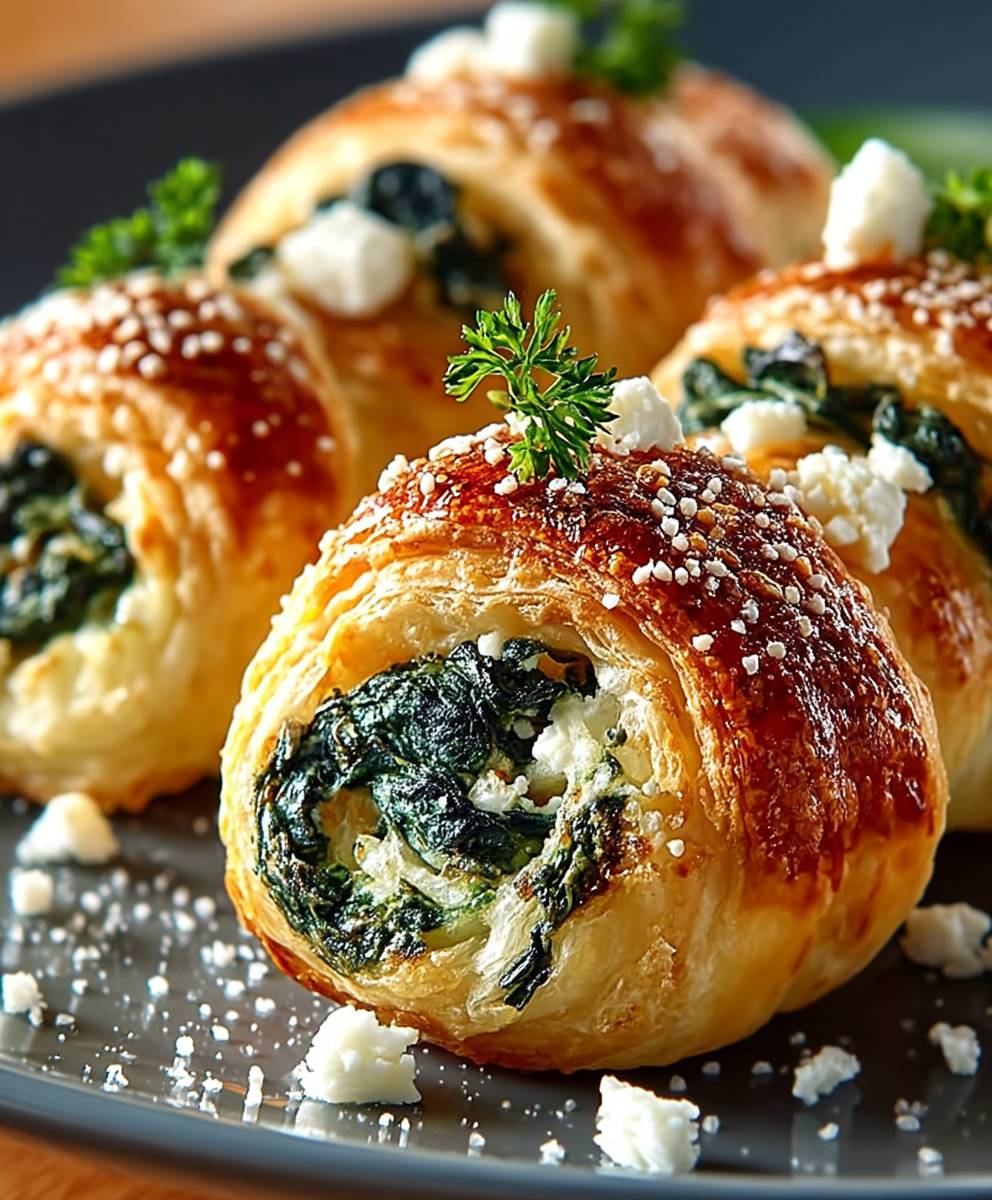 Spinat Feta Blätterteig Stangen