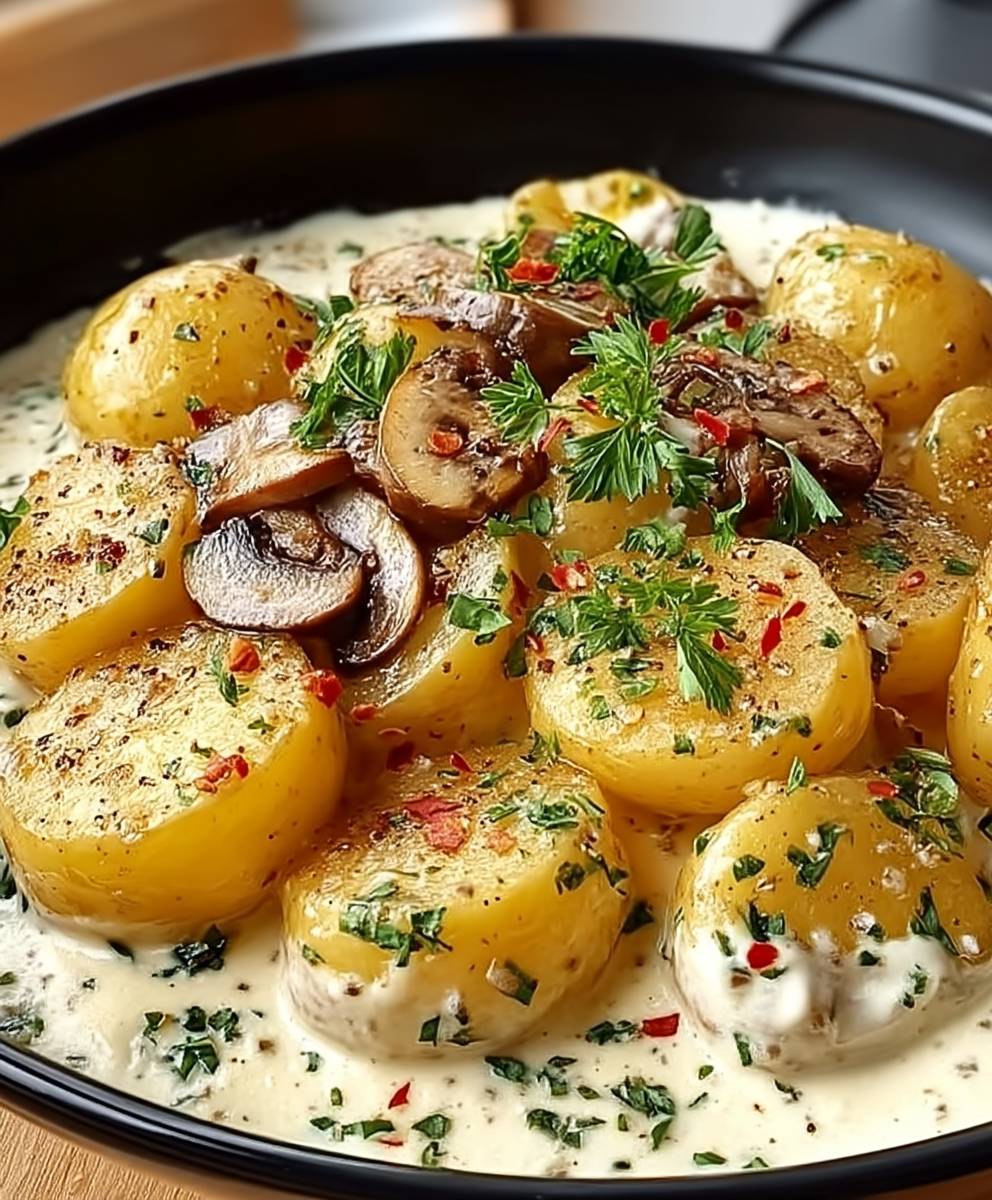 Knoblauch Kartoffeln Sahnesauce
