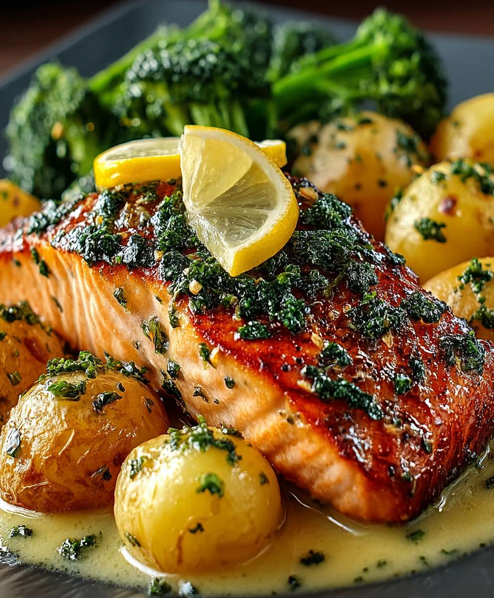 Zitronenbutterlachs Kartoffeln Brokkoli