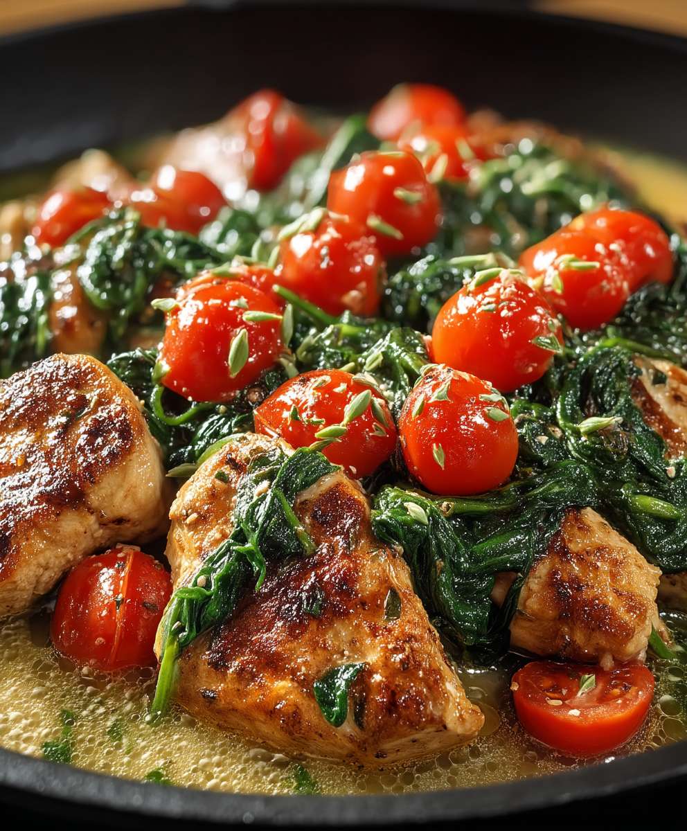 Keto Hähnchen Spinat Pfanne