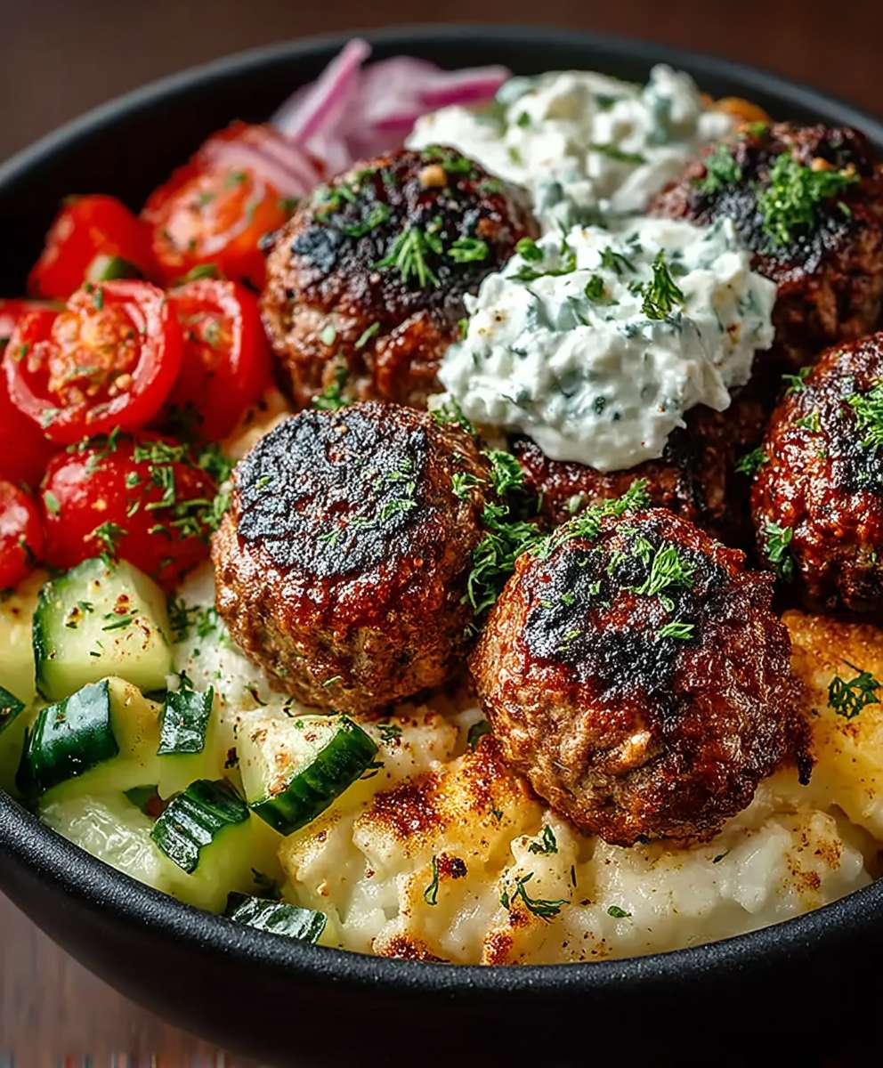 Griechische Fleischbällchen Bowls