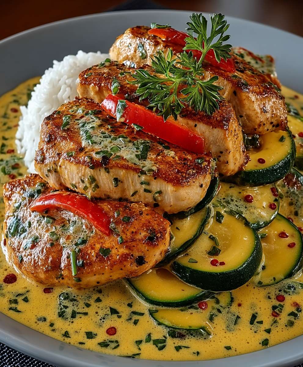 Paprika Zucchini Hähnchen Sahne
