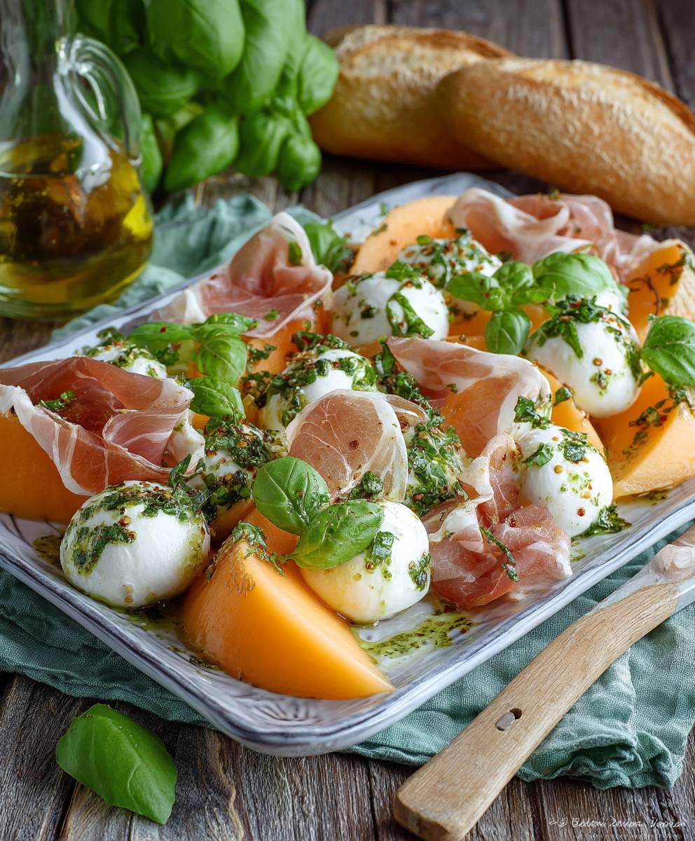 Melone Mozzarella Salat einfach zubereiten