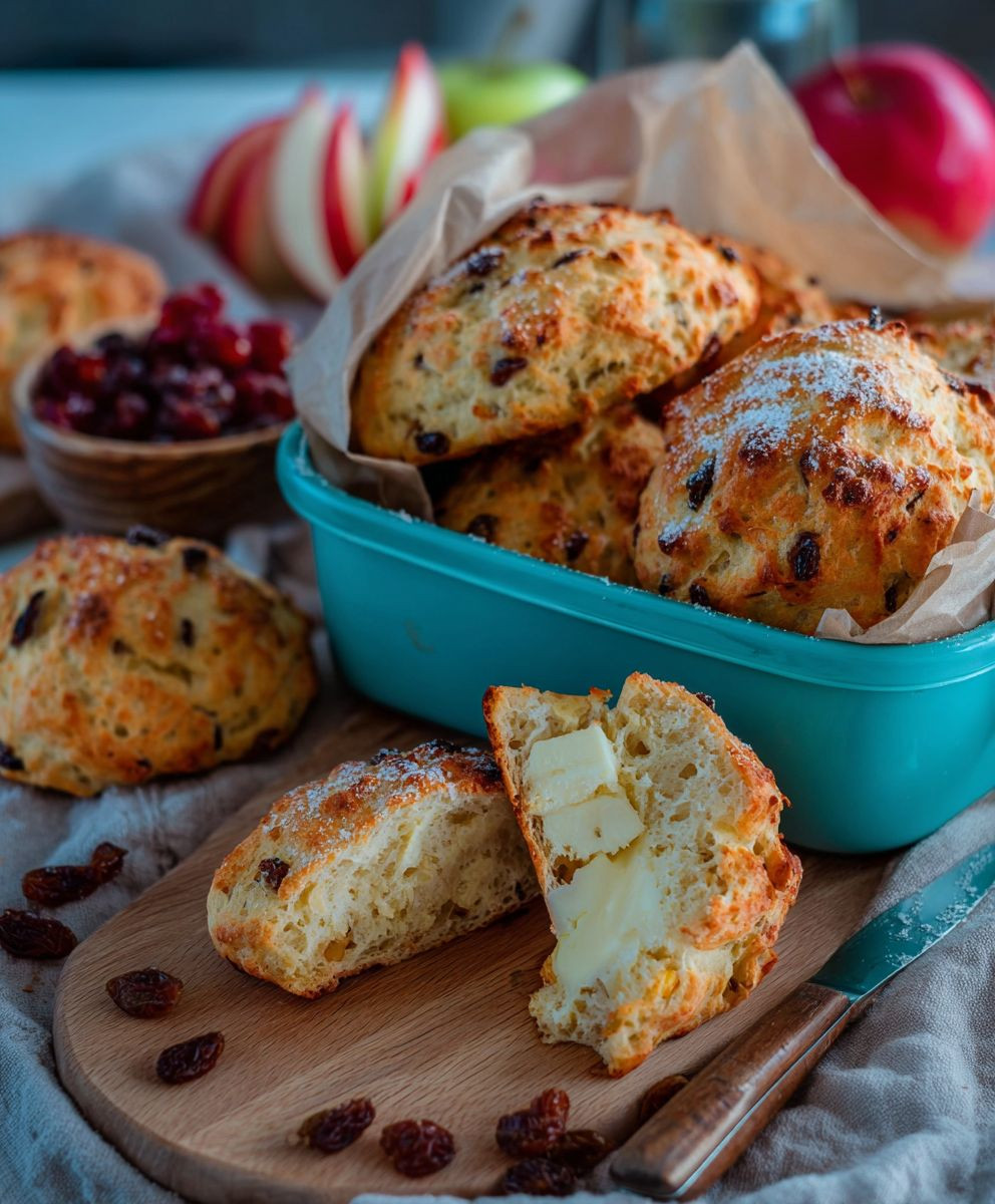 Apfel Quarkbrötchen mit Rosinen