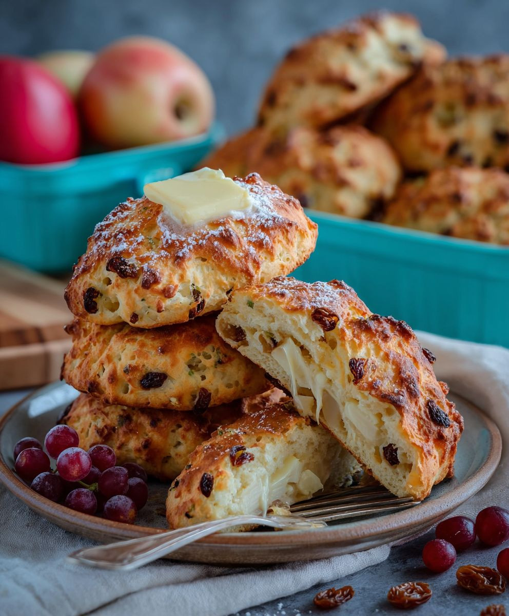 Apfel Quarkbrötchen mit Rosinen