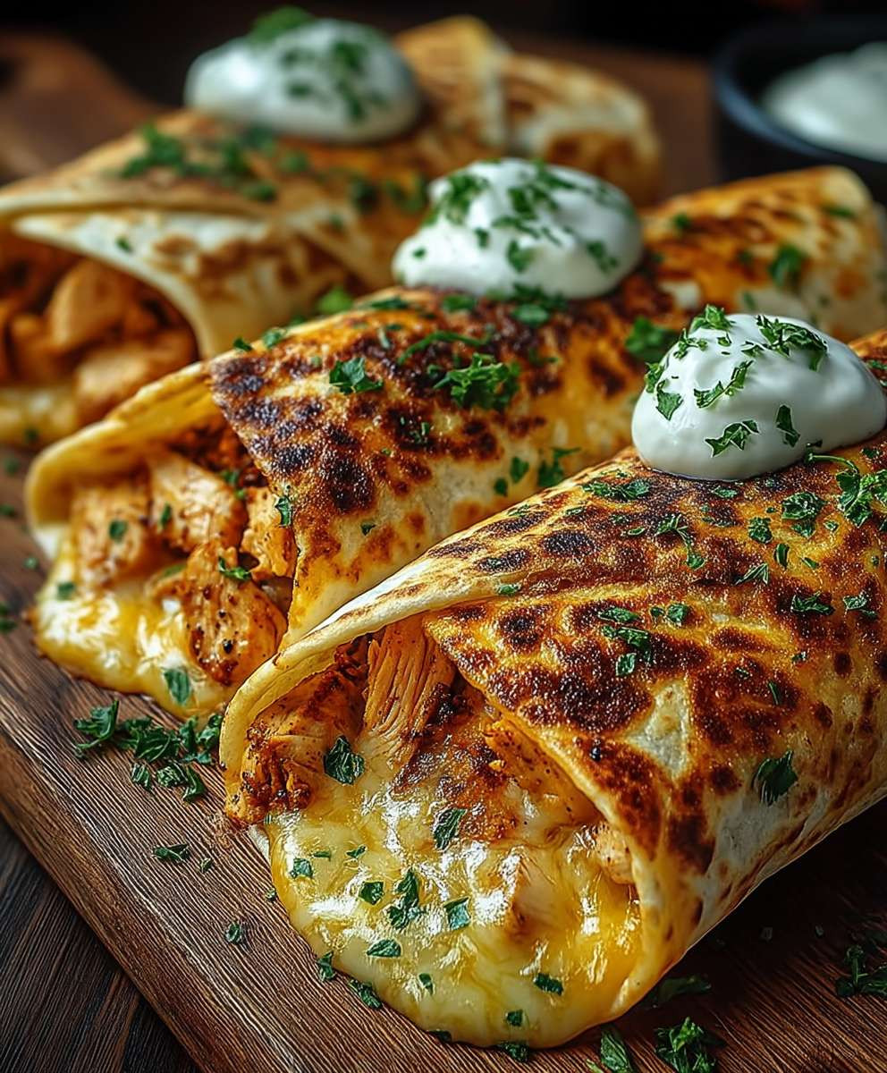 Käse Knoblauch Hähnchen Wraps