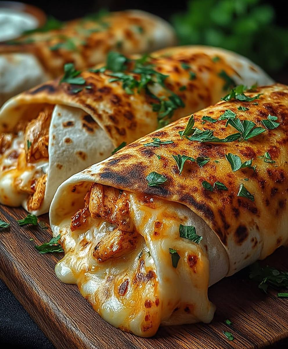 Käse Knoblauch Hähnchen Wraps