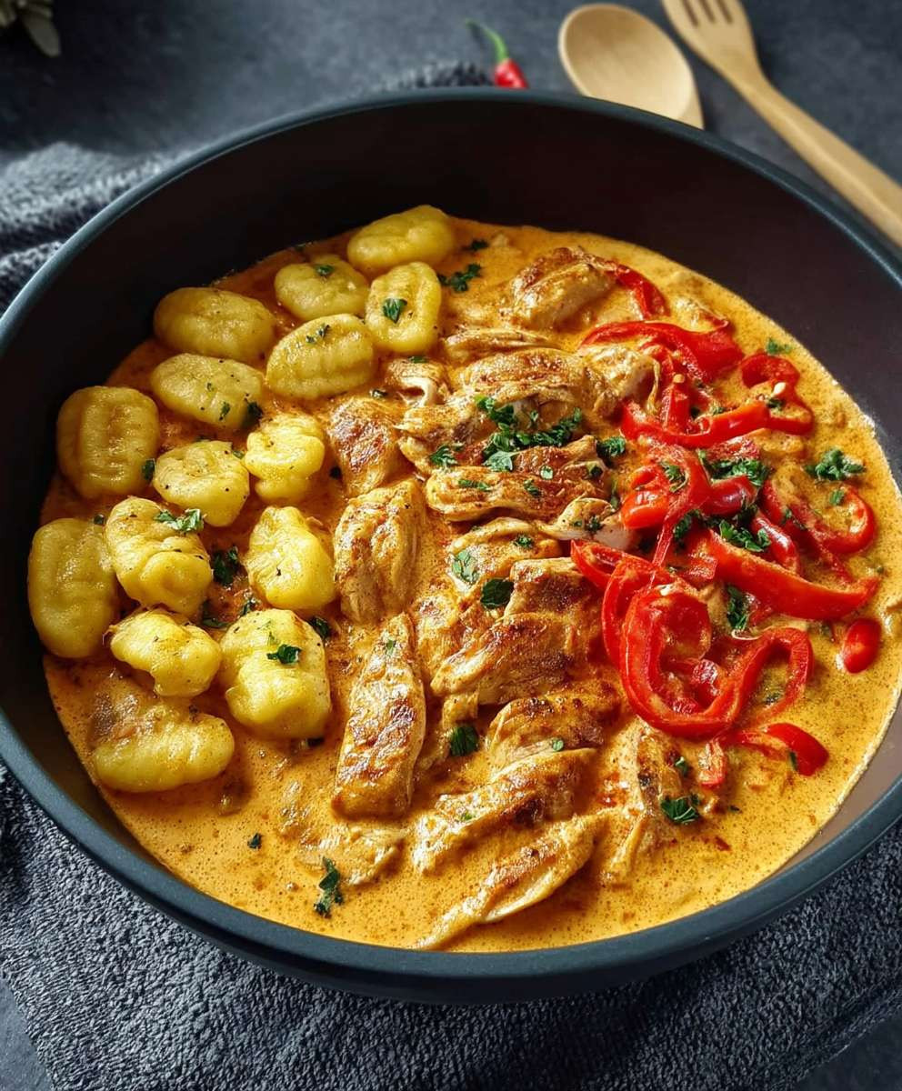 Paprika Sahne Hähnchen mit Gnocchi