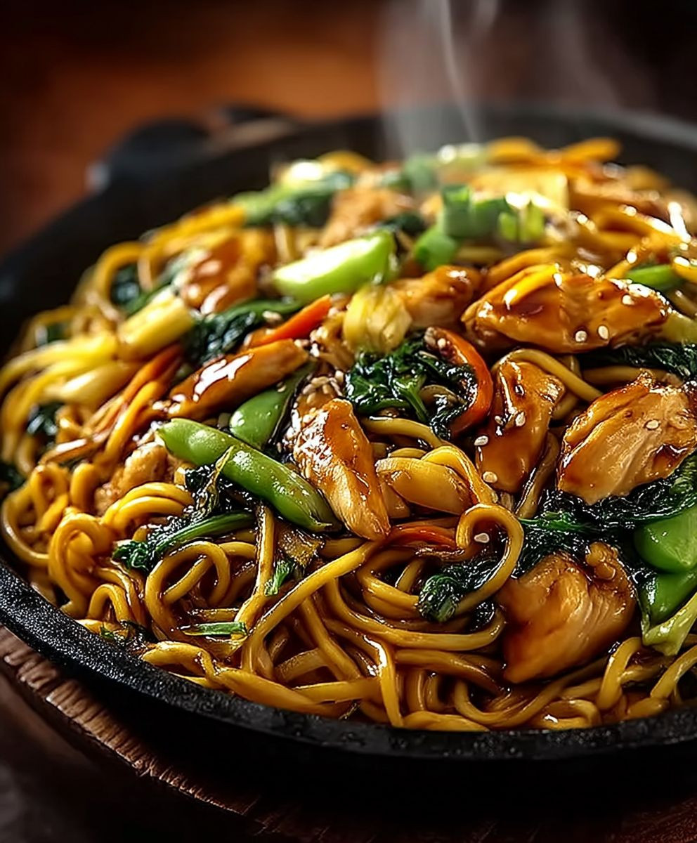 Knoblauch Hähnchen Lo Mein