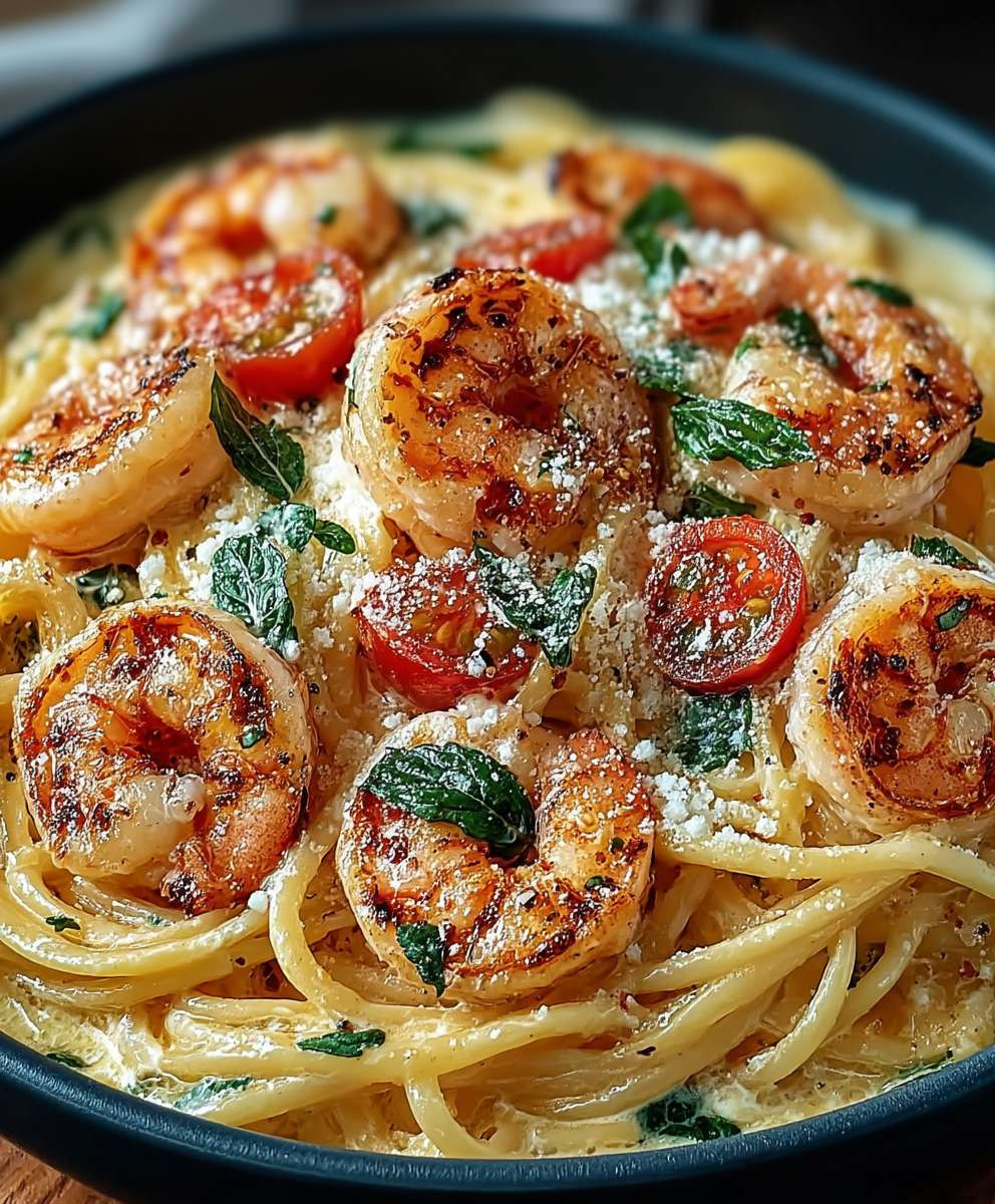 Spaghetti mit Garnelen Frischkäsesauce