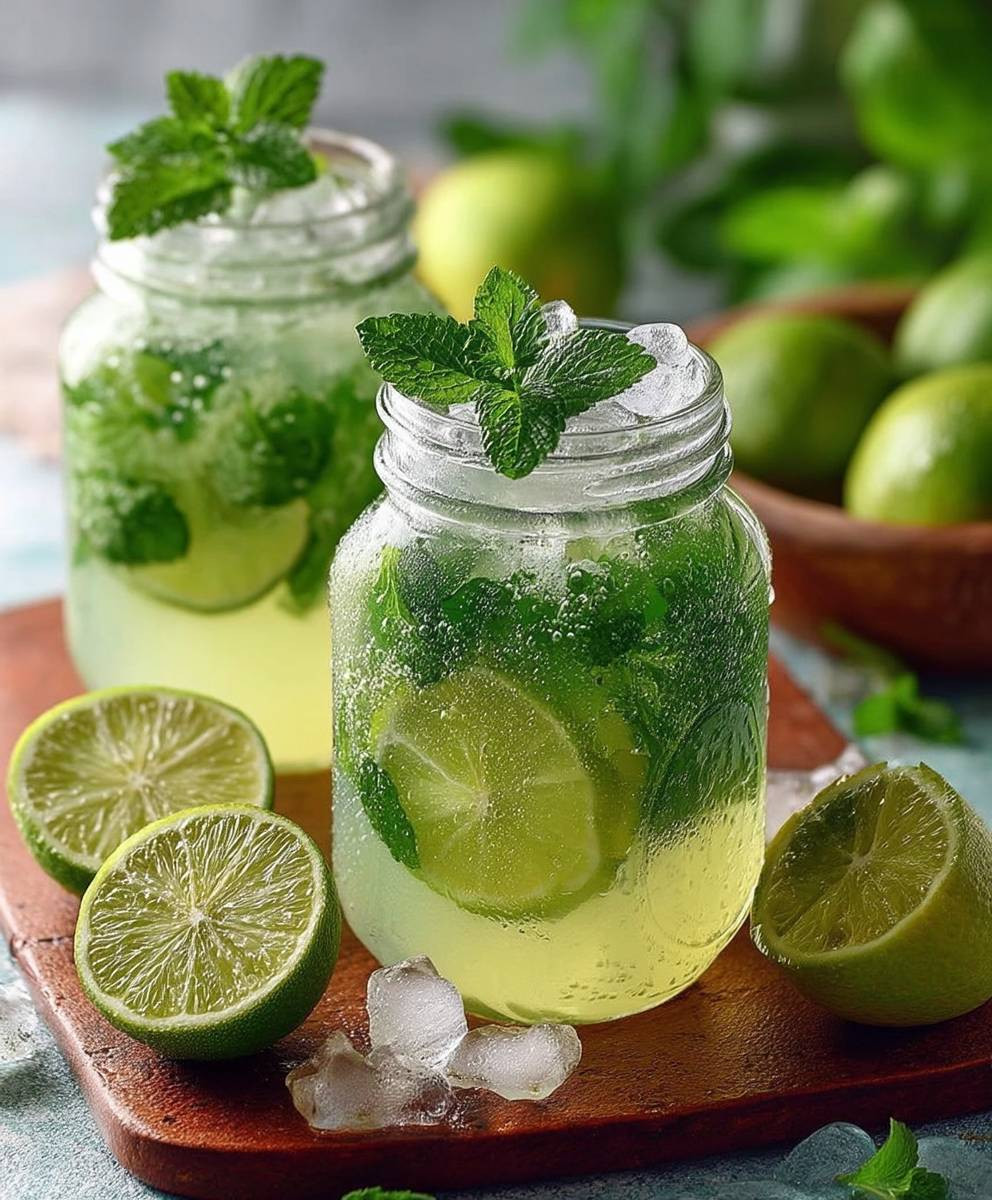 Limetten Limonade mit Minze selbermachen