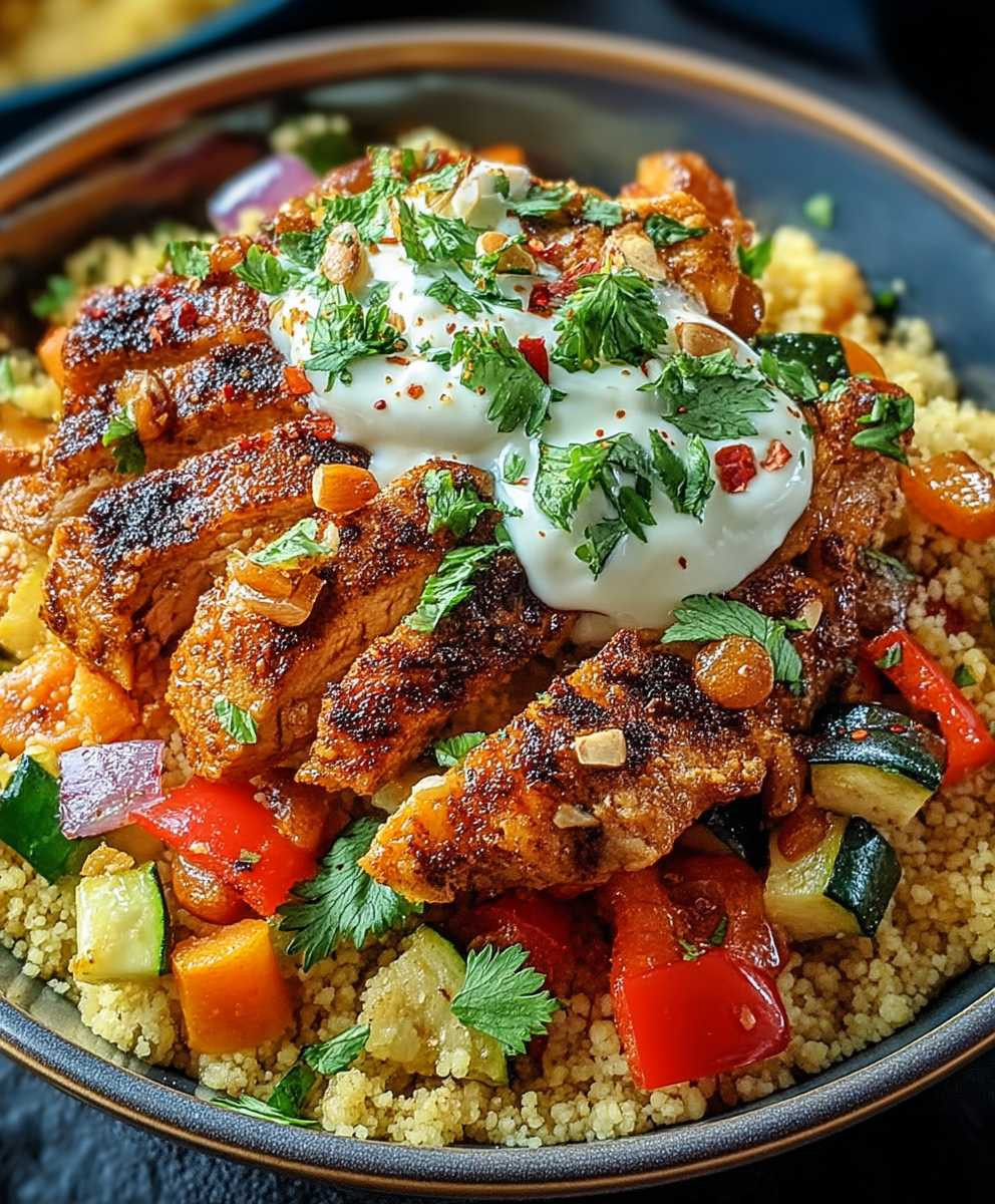 Marokkanischer Hühner Couscous Schüssel