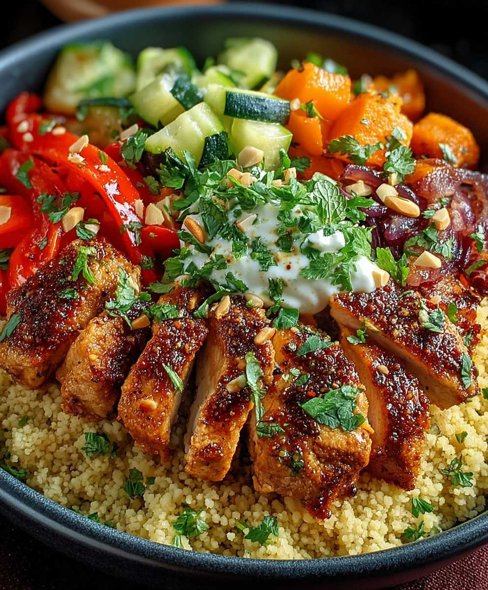 Marokkanischer Hühner Couscous Schüssel