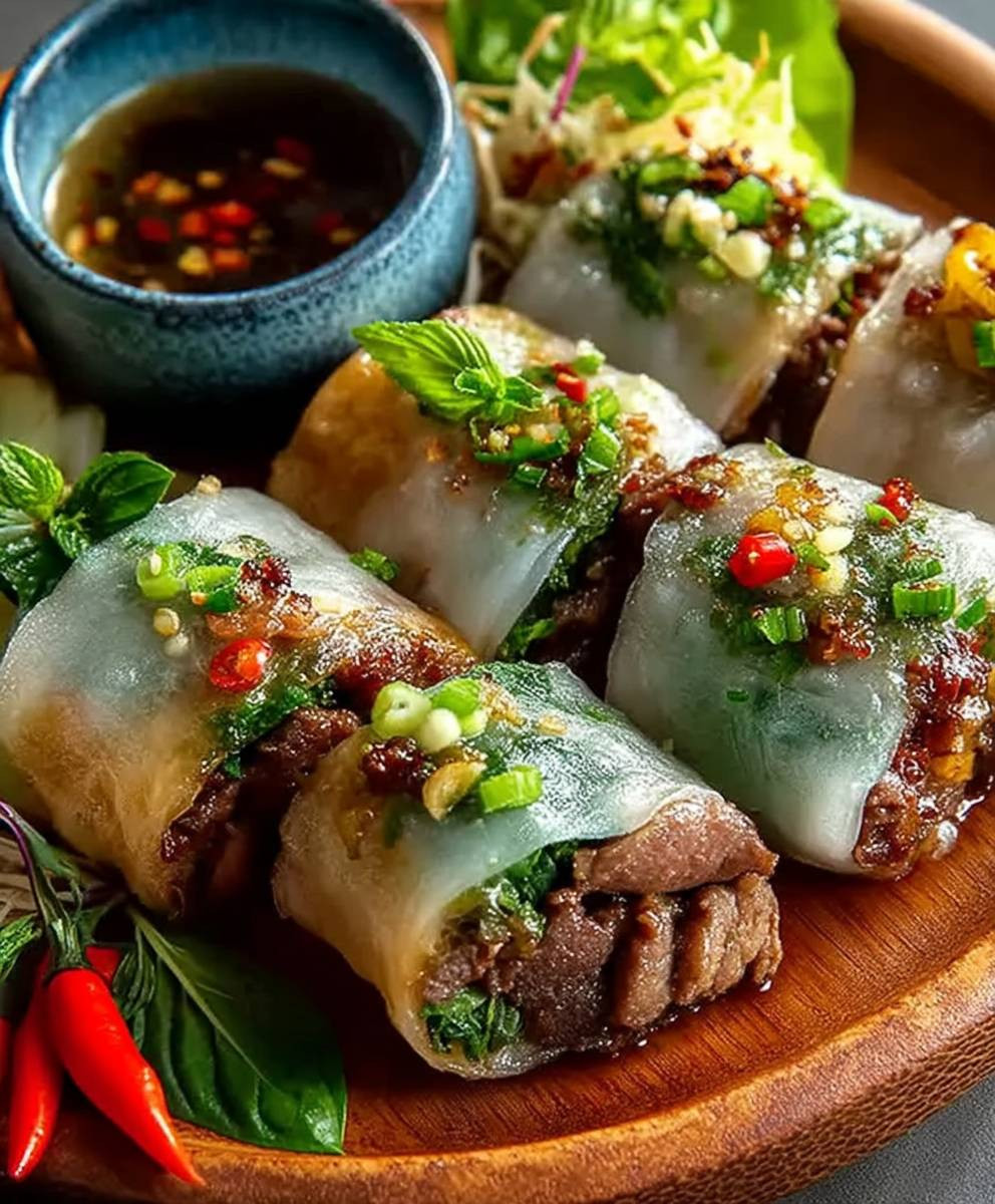 Thai Basilikum Rindfleisch Rollen