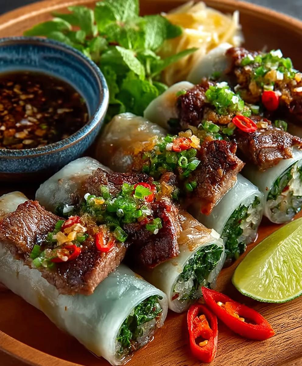 Thai Basilikum Rindfleisch Rollen