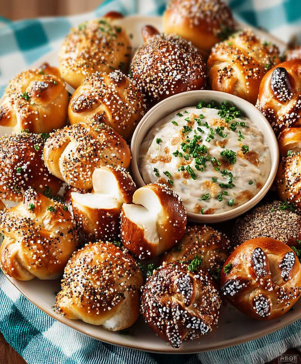 Laugenkonfekt Zwiebel Dip