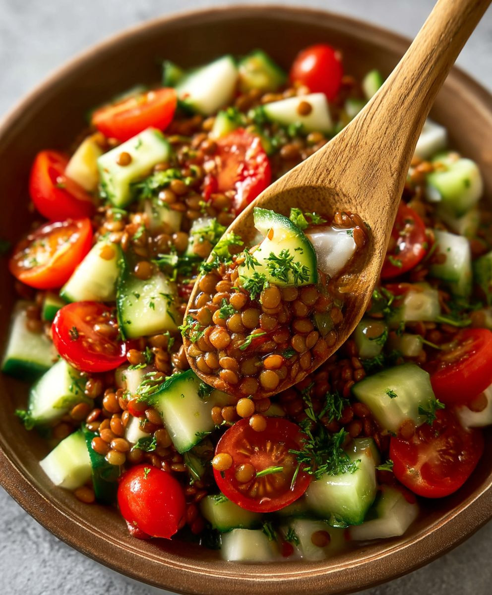 Linsensalat mit Tomaten Gurke