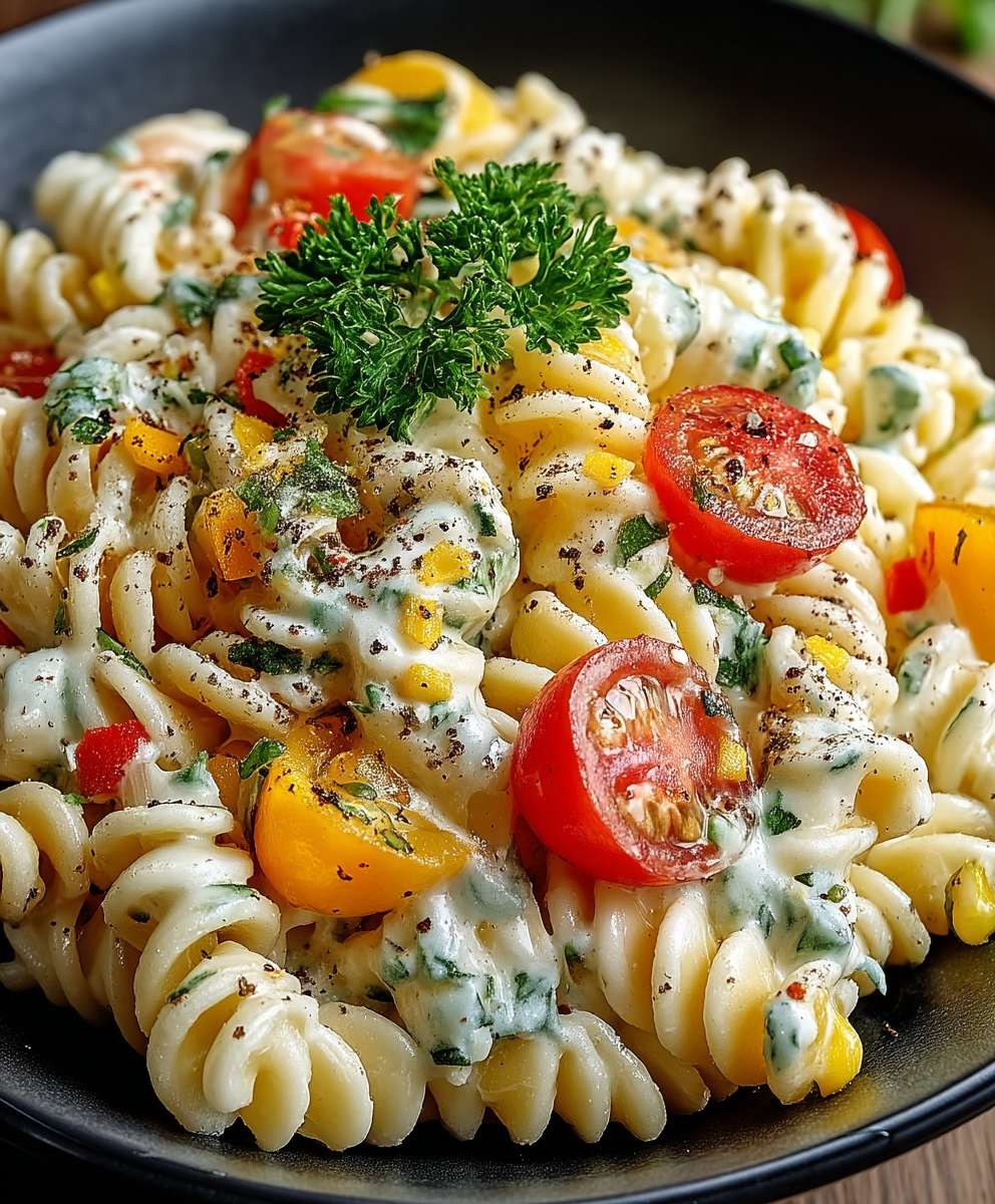 Leichter Nudelsalat Joghurt Dressing