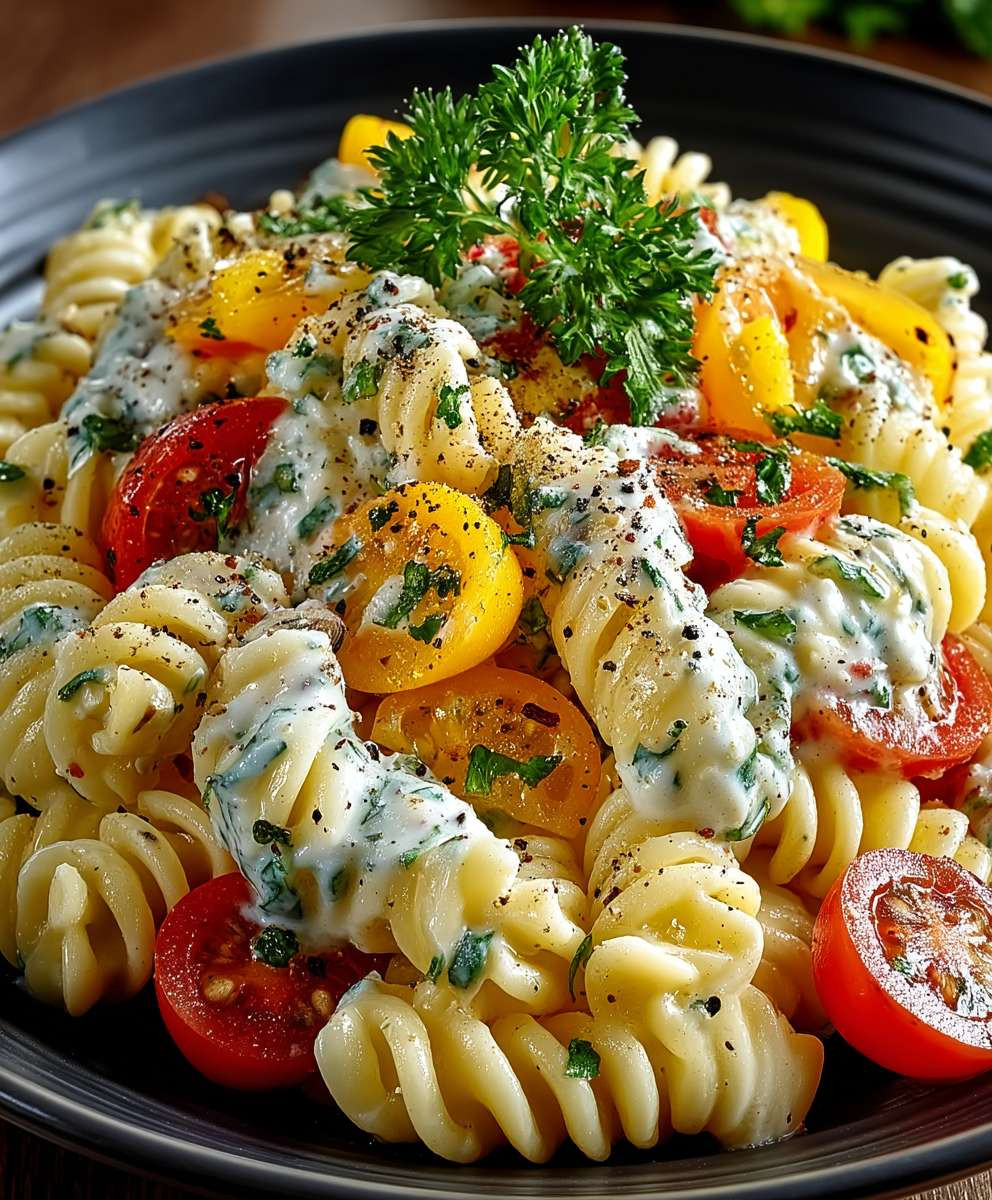 Leichter Nudelsalat Joghurt Dressing