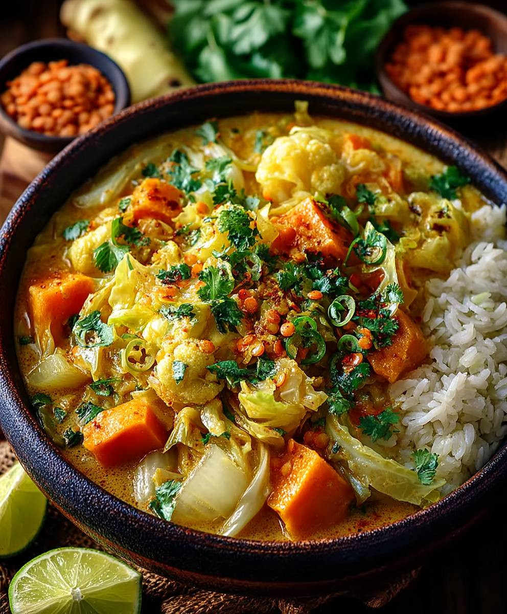 Spitzkohl Curry Kokosmilch Süßkartoffel