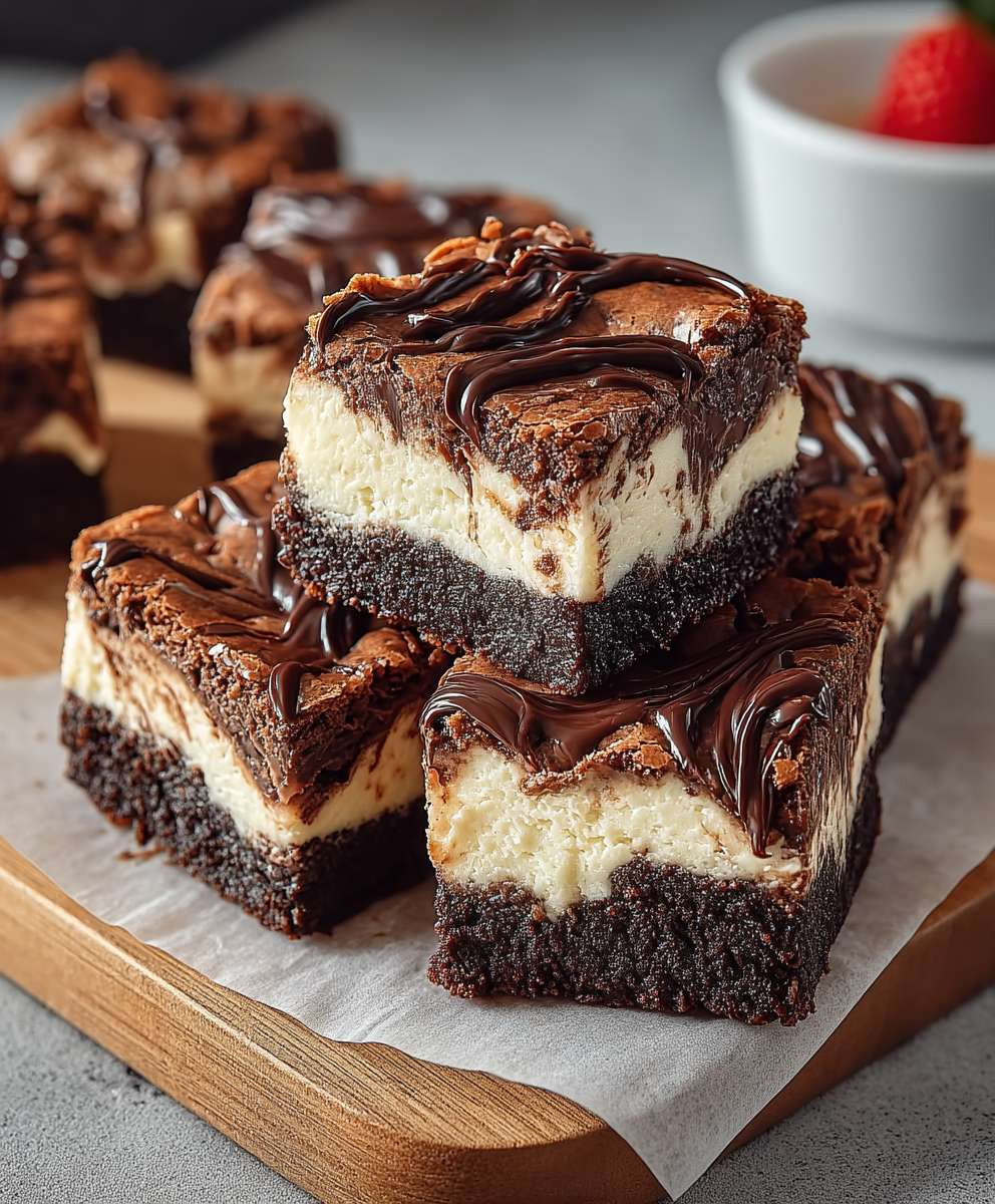 Käsekuchen Brownies mit Schokolade