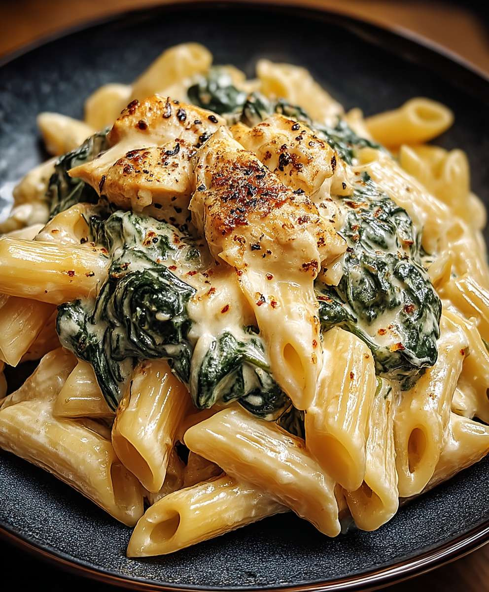Frischkäse Spinat Hähnchen Pasta