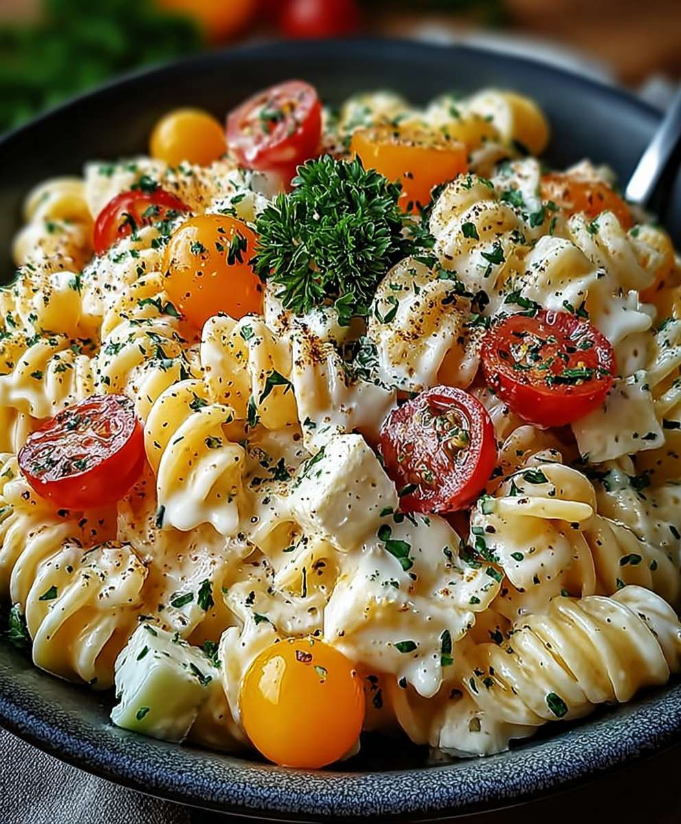 Leichter Nudelsalat Joghurt Dressing