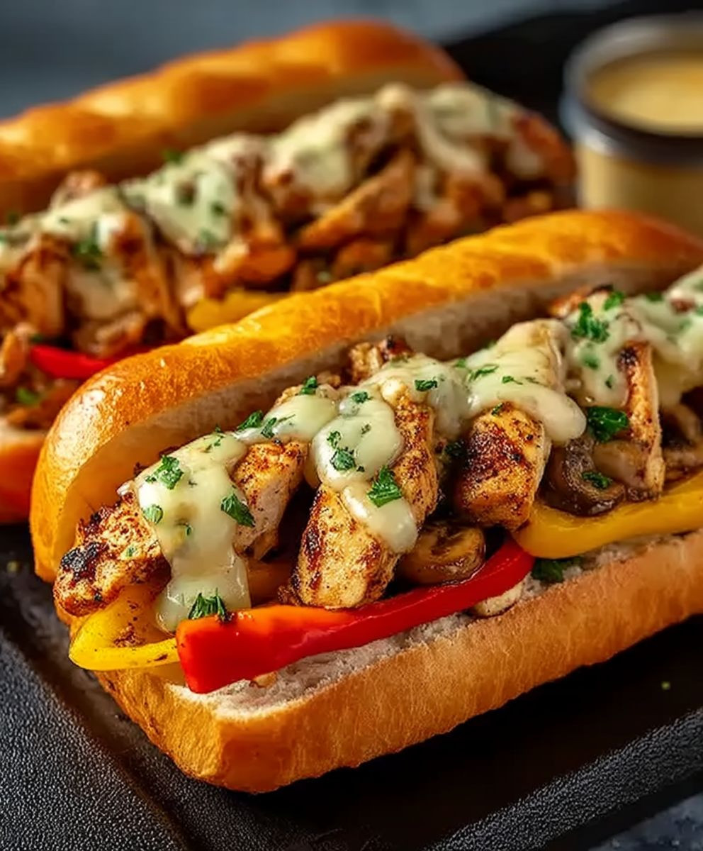 Hähnchen Cheesesteak Sandwich