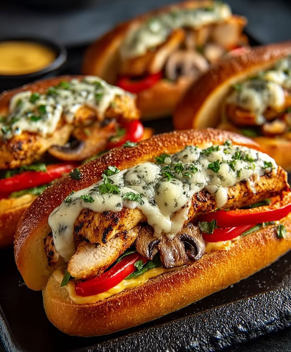 Hähnchen Cheesesteak Sandwich