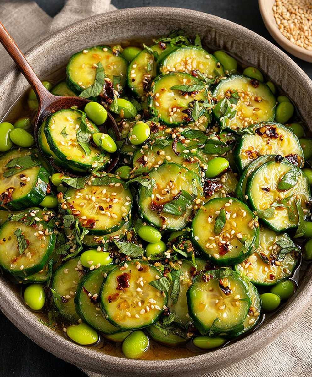 Würziger Gurken Edamame Salat