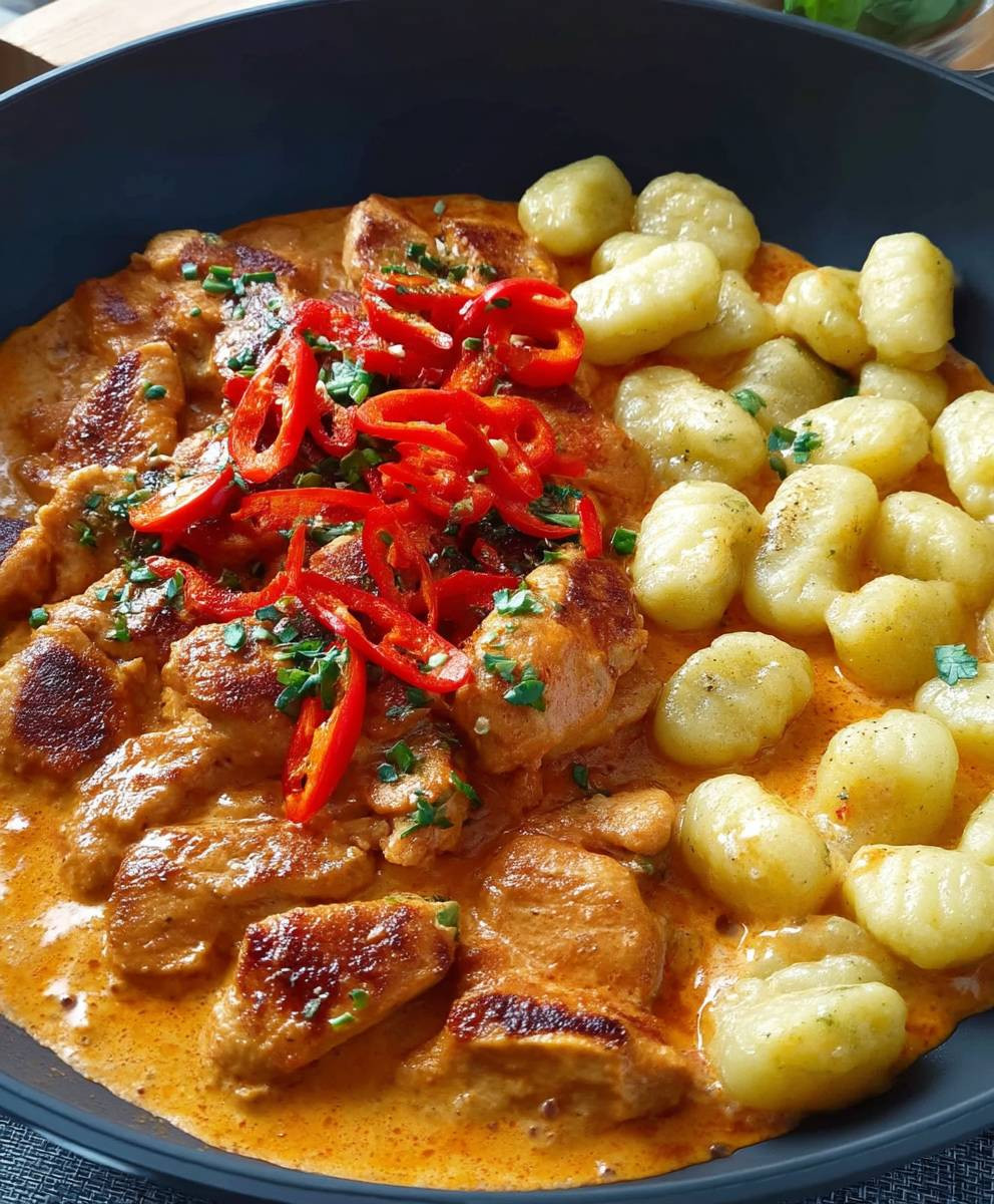 Paprika Sahne Hähnchen Gnocchi