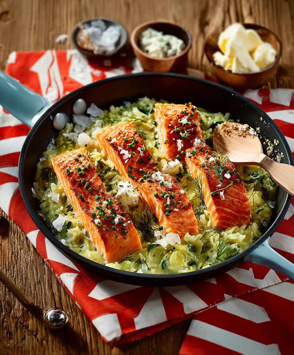 Lauchrahm mit Lachs