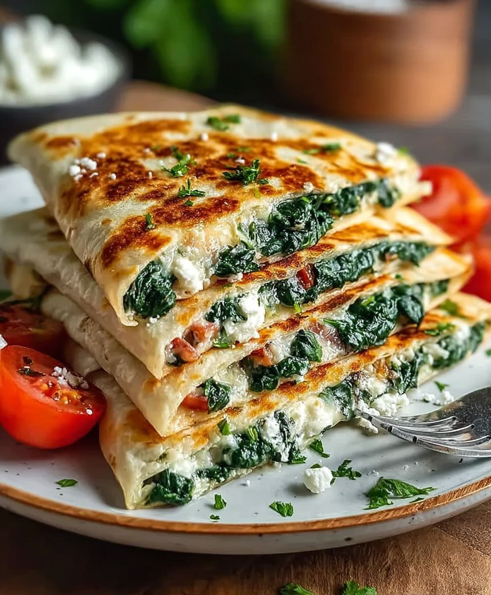Spinat Feta Quesadillas einfach