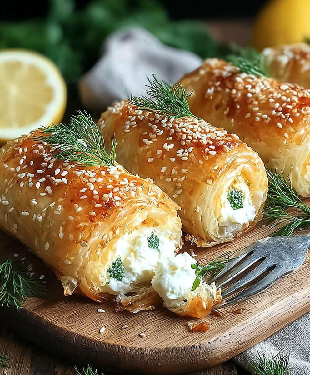 Ofen Gebackene Feta Röllchen