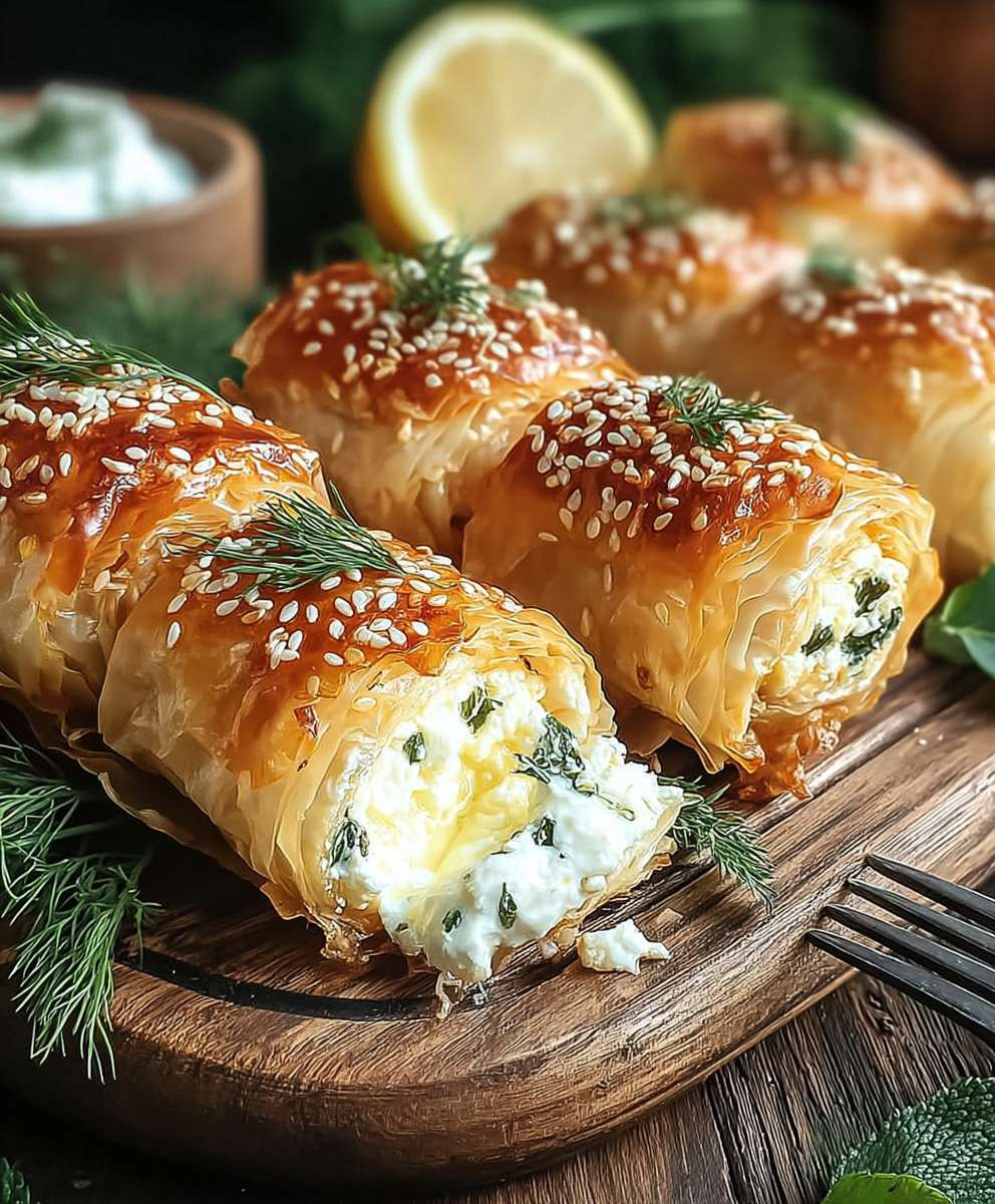Ofen Gebackene Feta Röllchen