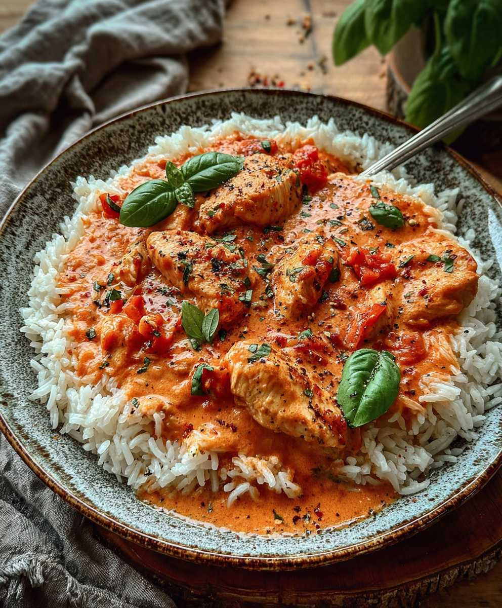 Hähnchen Reis Tomatensoße