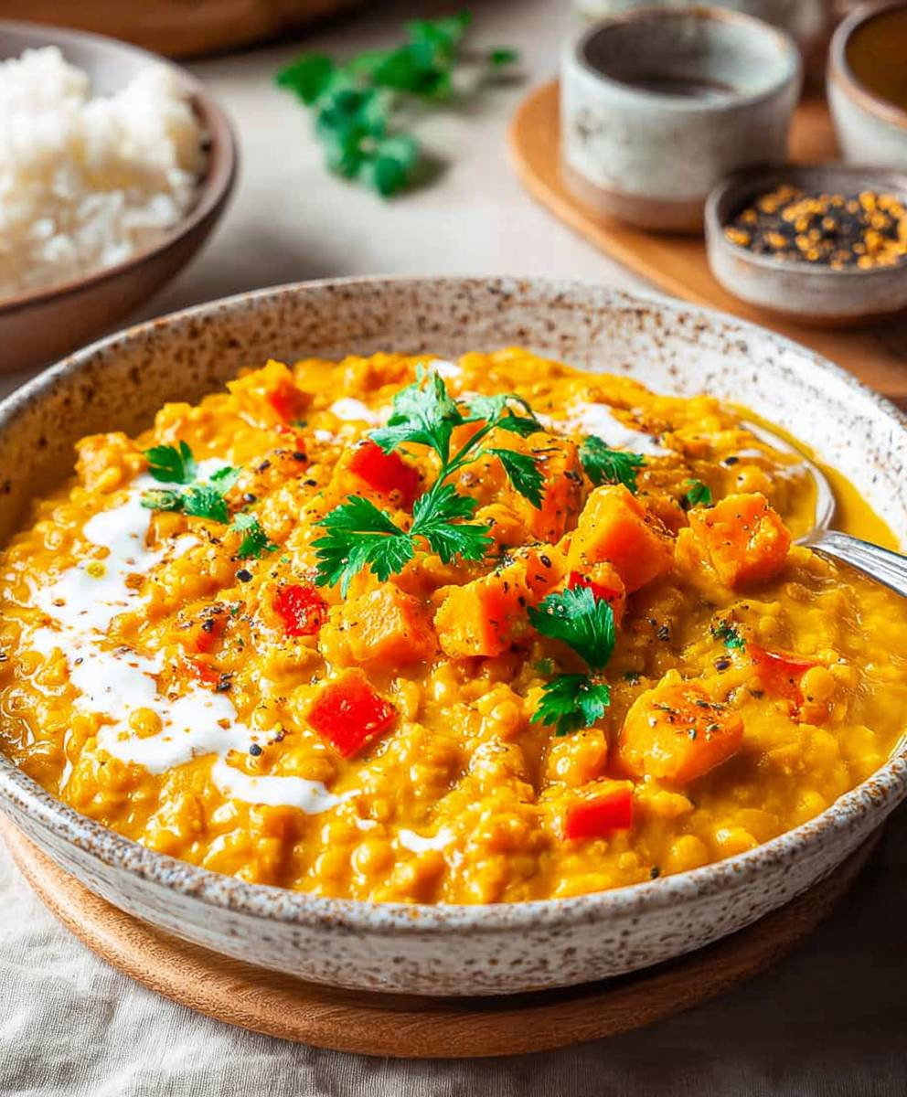 Süßkartoffel Linsen Curry Kokosmilch