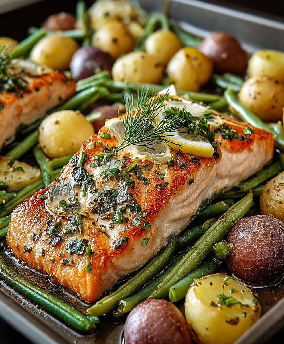 Blechlachs mit Gemüse