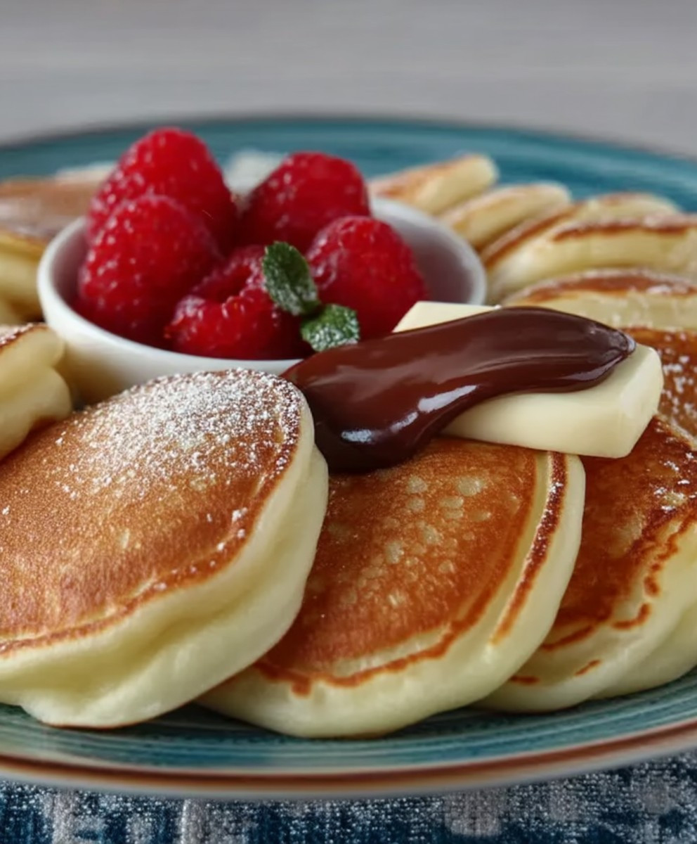 Goldene fluffige Pfannkuchen